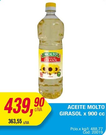 Maxiconsumo ACEITE MOLTO GIRASOL x 900 cc oferta