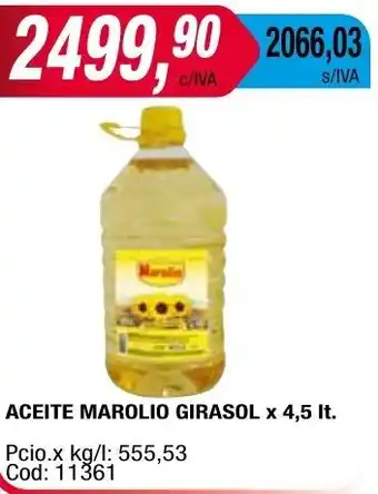 Maxiconsumo ACEITE MAROLIO GIRASOL x 4,5 lt. oferta
