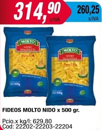 Maxiconsumo FIDEOS MOLTO NIDO x 500 gr. oferta