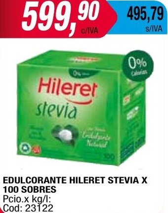Maxiconsumo EDULCORANTE HILERET STEVIA X 100 SOBRES oferta