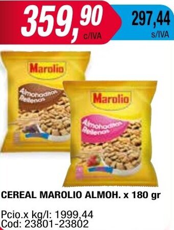 Maxiconsumo CEREAL MAROLIO ALMOH. x 180 gr oferta