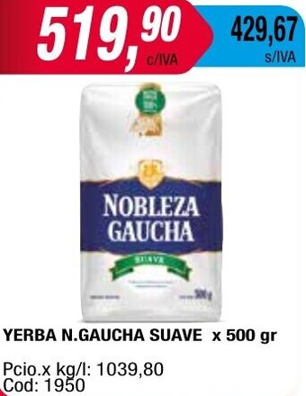 Maxiconsumo YERBA N.GAUCHA SUAVE x 500 gr oferta