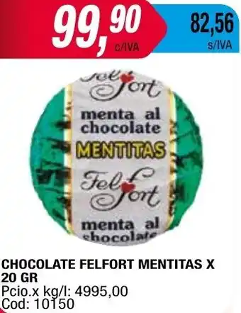 Maxiconsumo CHOCOLATE FELFORT MENTITAS X 20 GR oferta