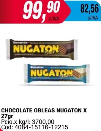 Maxiconsumo CHOCOLATE OBLEAS NUGATON X 27gr oferta