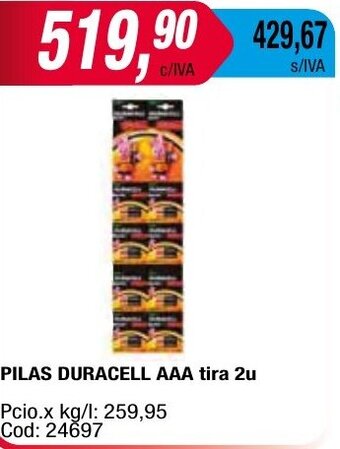 Maxiconsumo PILAS DURACELL AAA tira 2u oferta