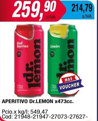 Maxiconsumo APERITIVO Dr.LEMON x473cc. oferta
