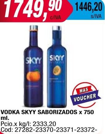 Maxiconsumo VODKA SKYY SABORIZADOS x 750 ml. oferta