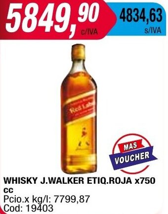 Maxiconsumo WHISKY J.WALKER ETIQ.ROJA X750 CC oferta