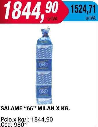 Maxiconsumo SALAME "66" MILAN X KG. oferta