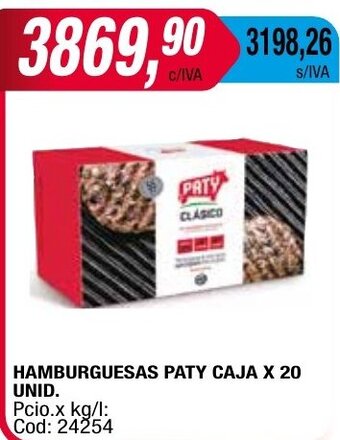Maxiconsumo HAMBURGUESAS PATY CAJA X 20 UNID oferta