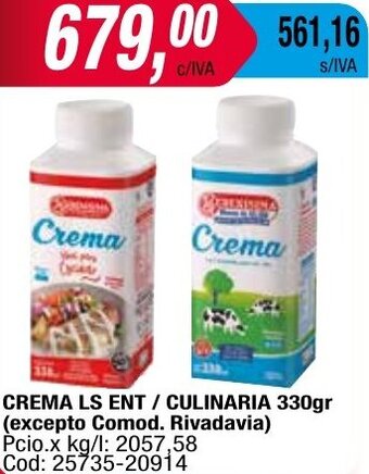Maxiconsumo CREMA LS ENT / CULINARIA 330gr oferta