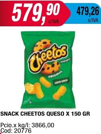Maxiconsumo SNACK CHEETOS QUESO X 150 GR oferta