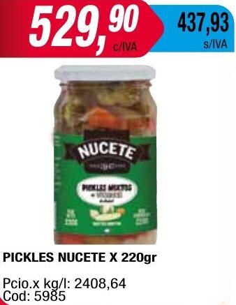 Maxiconsumo PICKLES NUCETE X 220gr oferta
