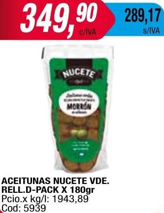 Maxiconsumo ACEITUNAS NUCETE VDE. RELL.D-PACK X 180gr oferta