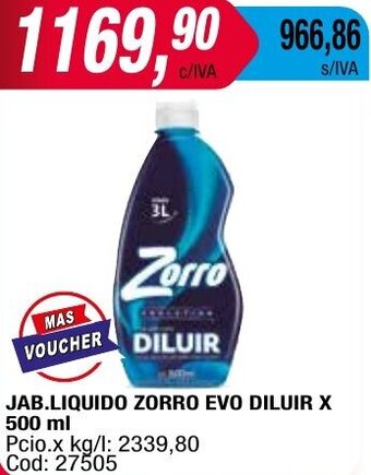 Maxiconsumo JAB.LIQUIDO ZORRO EVO DILUIR X 500 ml oferta