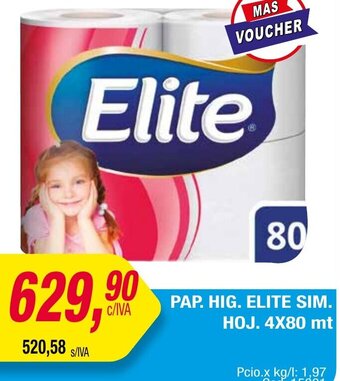 Maxiconsumo PAP. HIG. ELITE SIM. HOJ. 4X80 mt oferta