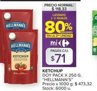 Carrefour Hellman's Ketchup Doy Pack x 250 g oferta