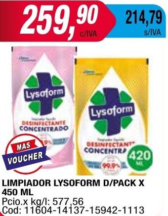 Maxiconsumo LIMPIADOR LYSOFORM D/PACK X 450 ML oferta