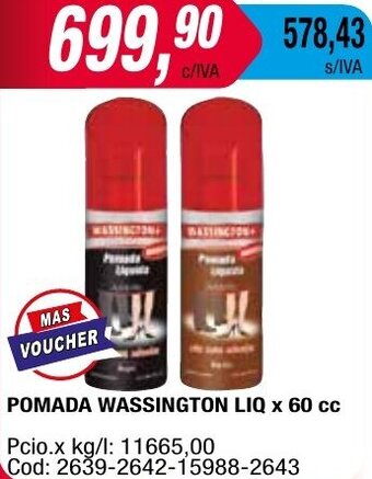 Maxiconsumo POMADA WASSINGTON LIQ x 60 cc oferta