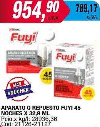 Maxiconsumo APARATO O REPUESTO FUYI 45 NOCHES X 32,9 ML oferta