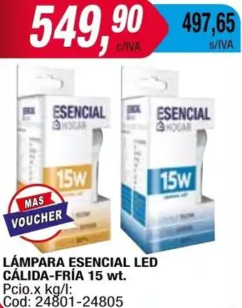 Maxiconsumo LÁMPARA ESENCIAL LED CÁLIDA-FRÍA 15 wt. oferta