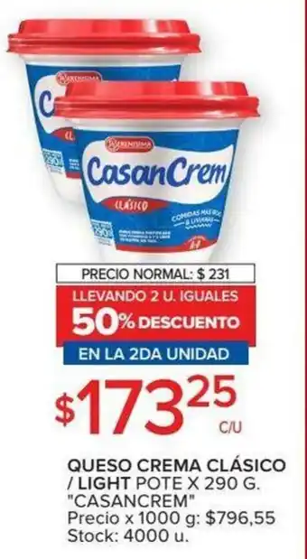 Carrefour Casancrem Queso Crema Clásico / Light Pote x 290 g oferta