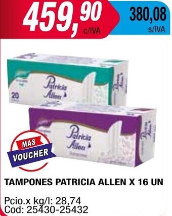 Maxiconsumo TAMPONES PATRICIA ALLEN X 16 UN oferta