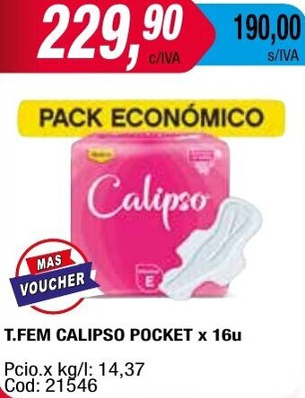 Maxiconsumo T.FEM CALIPSO POCKET x 16u oferta