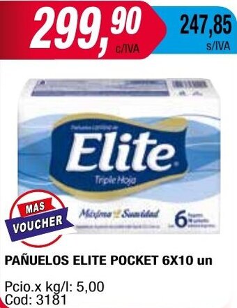 Maxiconsumo PAÑUELOS ELITE POCKET 6X10 un oferta