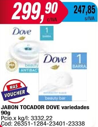 Maxiconsumo JABON TOCADOR DOVE variedades 90g oferta
