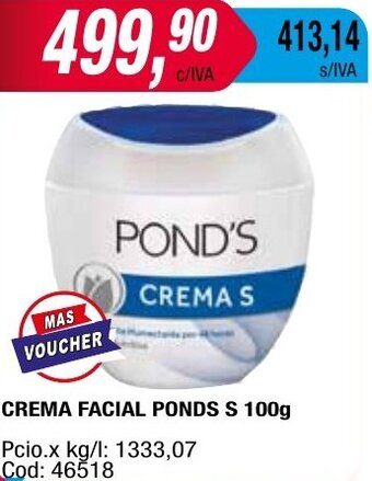 Maxiconsumo CREMA FACIAL PONDS S 100g oferta