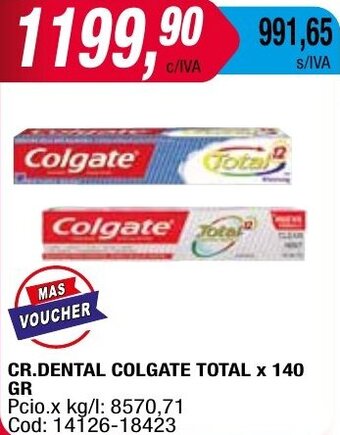Maxiconsumo CR.DENTAL COLGATE TOTAL x 140 GR oferta