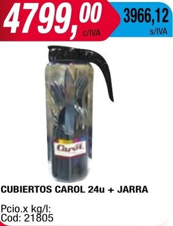 Maxiconsumo CUBIERTOS CAROL 24u + JARRA oferta