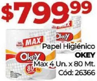Diarco Papel Higiénico OKEY Max 4 Un. x 80 Mt. oferta
