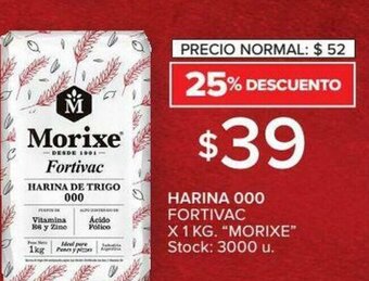Carrefour Morixe Harina 000 Fortivac x 1 kg oferta