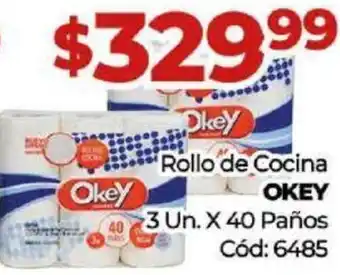 Diarco Rollo de Cocina OKEY 3 Un. X 40 Paños Cód: 6485 oferta