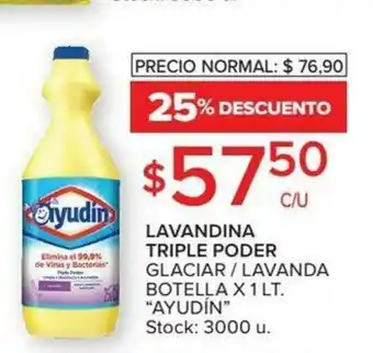 Carrefour Ayudín Lavandina Triple Poder Glaciar/ Lavanda Botella x 1 lt oferta