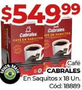Diarco Café CABRALES En Saquitos x 18 Un. oferta