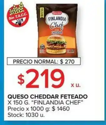 Carrefour Finlandia Chef Queso Cheddar Feteado x 150 g oferta