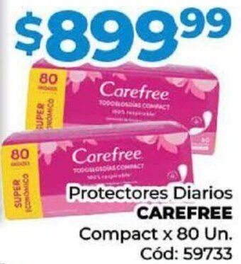Diarco Protectores Diarios CAREFREE Compact x 80 Un. oferta