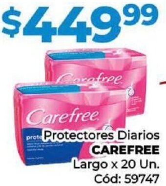 Diarco Protectores Diarios CAREFREE Largo x 20 Un. Cód: 59747 oferta