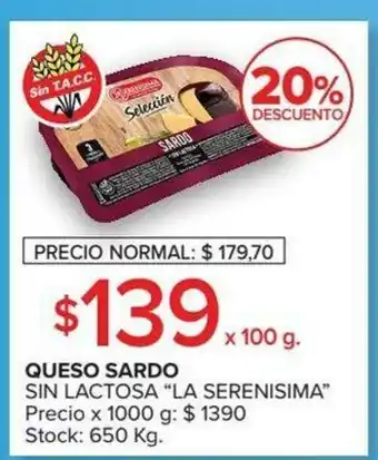 Carrefour La Serenisima Queso Sardo oferta