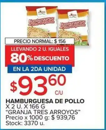 Carrefour Granja Tres Arroyos Hamburguesa de Pollo oferta