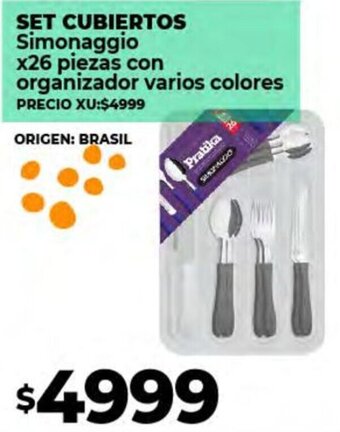 Supermayorista Vital SET CUBIERTOS Simonaggio x26 piezas con organizador varios colores oferta