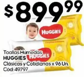 Diarco Toallas Húmedas HUGGIES HUGGIES Clásicas y Cotidianas x 96 Un. Cód: 49797 oferta