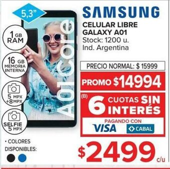 Carrefour Samsung Celular Libre Galaxy A01 oferta