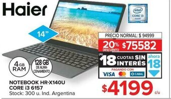 Carrefour Haier Notebook HR-X140U Core i3 6157 oferta