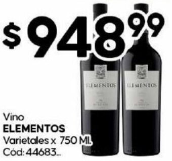 Diarco Vino ELEMENTOS Varietales x 750 ML oferta