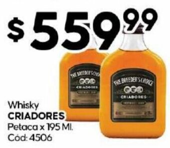 Diarco Whisky CRIADORES Petaca x 195 MI. Cód: 4506 oferta