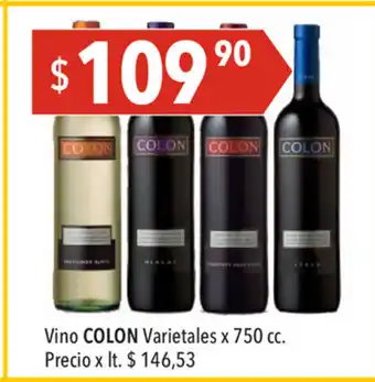 Hergo Colon Vino Varietales x 750cc oferta